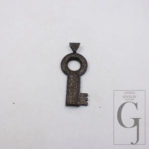 Key pendant design brilliant cut diamond pave diamond pendant 925 sterling silver handmade finish beautiful diamond jewelry pendant jewelry