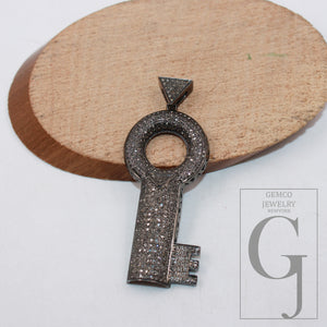 Key pendant design brilliant cut diamond pave diamond pendant 925 sterling silver handmade finish beautiful diamond jewelry pendant jewelry