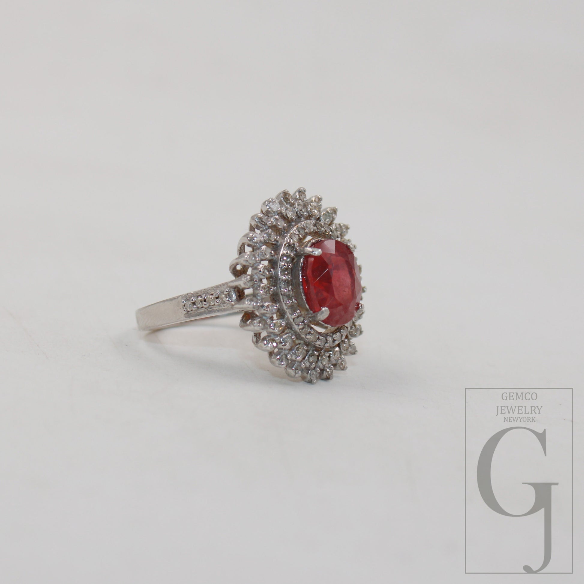 Beautiful Red ruby ring designer Rosecut pave diamond rings 925 sterling silver handmade silver finish ruby diamond statement ring jewelry