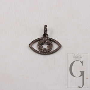 Star eye pendant designer pendant Rosecut pave diamond pendant 925 sterling silver handmade finish diamond charms necklace pendant jewelry