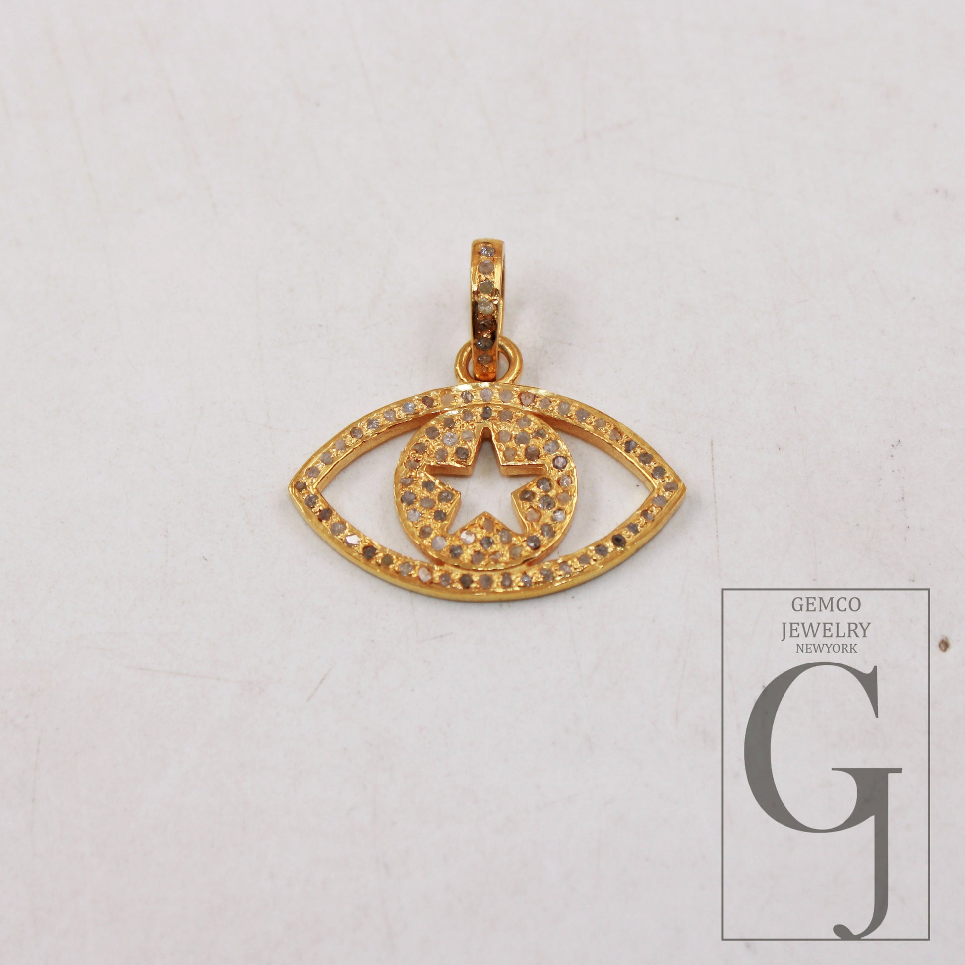 Star eye pendant designer pendant Rosecut pave diamond pendant 925 sterling silver handmade finish diamond charms necklace pendant jewelry