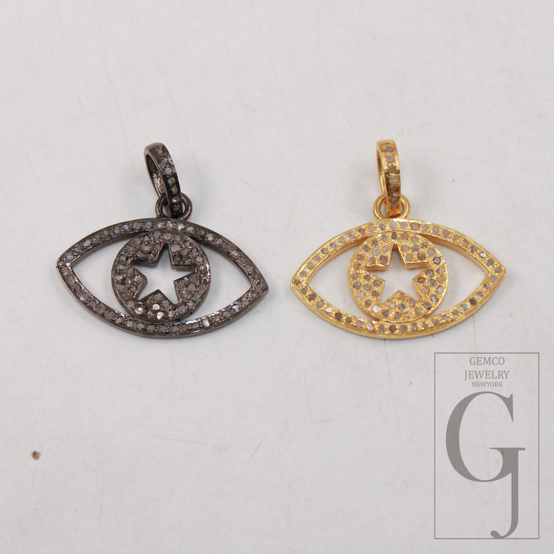 Star eye pendant designer pendant Rosecut pave diamond pendant 925 sterling silver handmade finish diamond charms necklace pendant jewelry