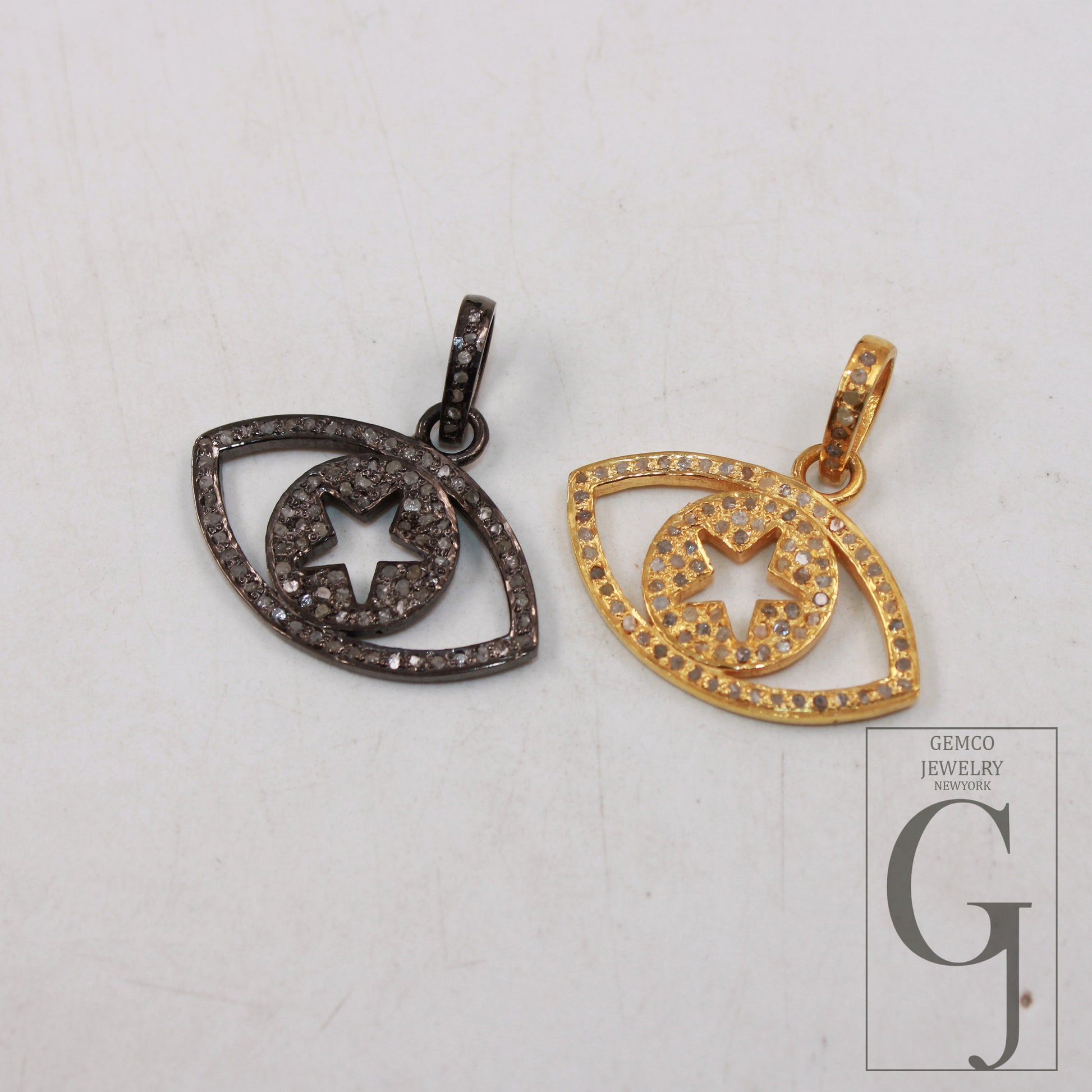 Star eye pendant designer pendant Rosecut pave diamond pendant 925 sterling silver handmade finish diamond charms necklace pendant jewelry
