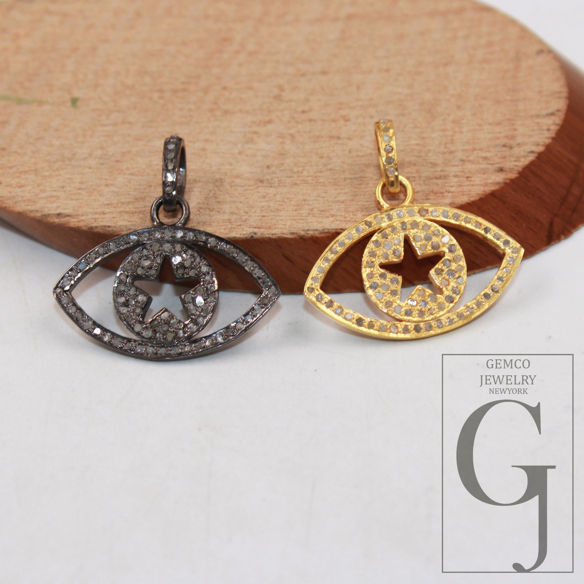 Star eye pendant designer pendant Rosecut pave diamond pendant 925 sterling silver handmade finish diamond charms necklace pendant jewelry