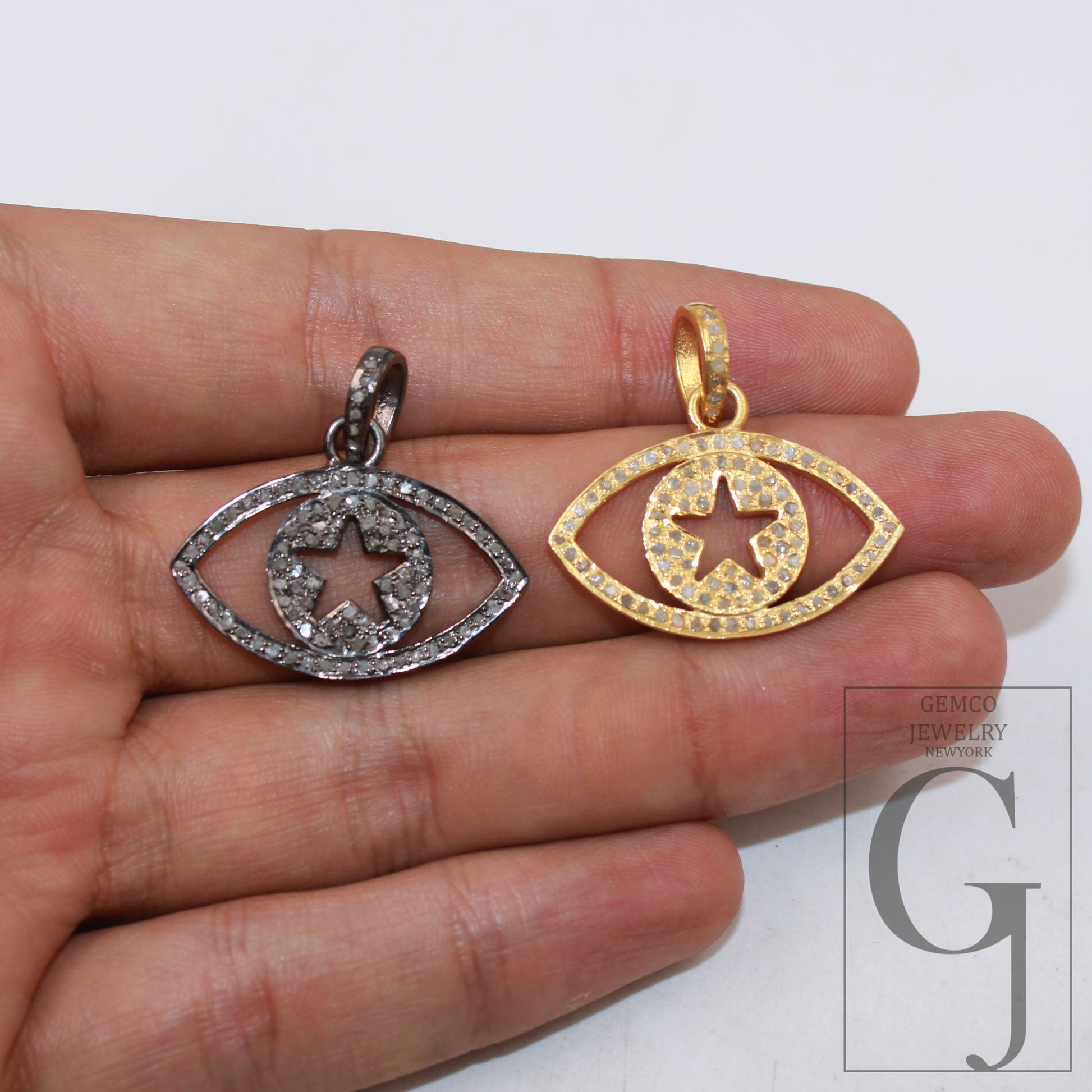 Star eye pendant designer pendant Rosecut pave diamond pendant 925 sterling silver handmade finish diamond charms necklace pendant jewelry