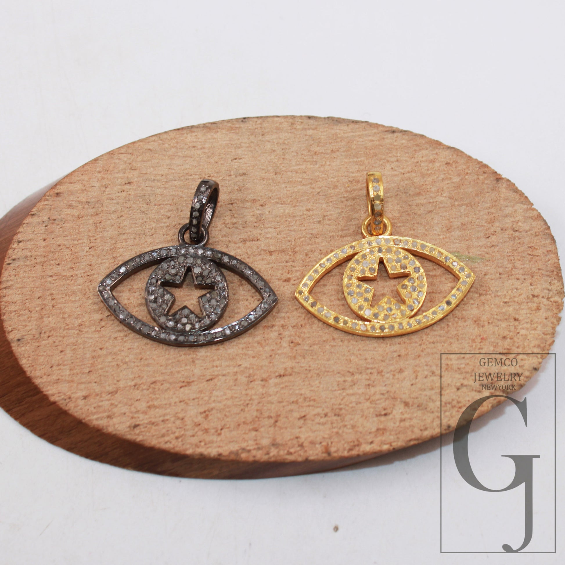 Star eye pendant designer pendant Rosecut pave diamond pendant 925 sterling silver handmade finish diamond charms necklace pendant jewelry