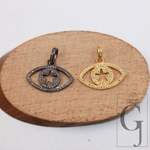 Star eye pendant designer pendant Rosecut pave diamond pendant 925 sterling silver handmade finish diamond charms necklace pendant jewelry