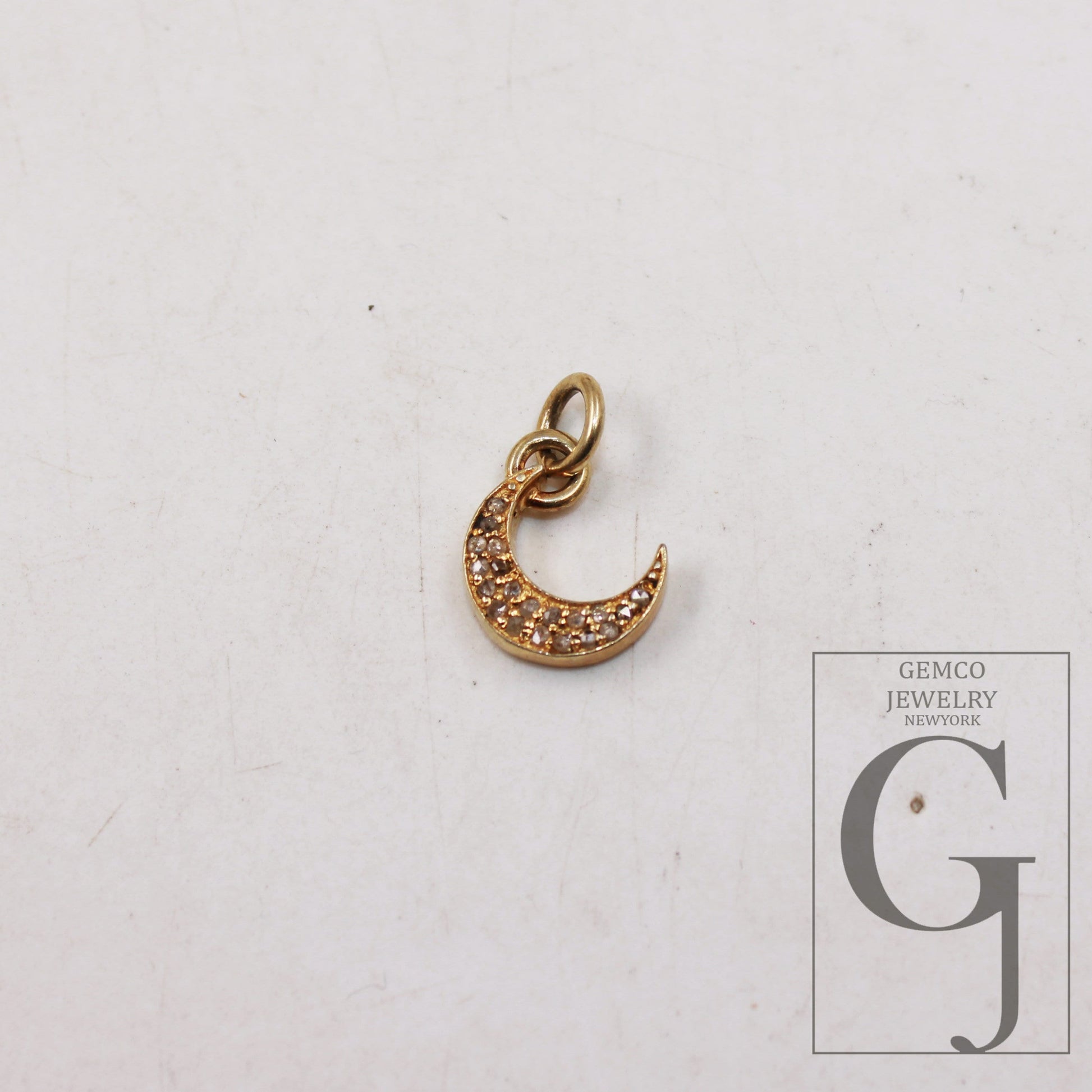 Crescent moon pendant designer Rosecut pave diamond pendant 925 sterling silver handmade finish diamond charms necklace pendant jewelry