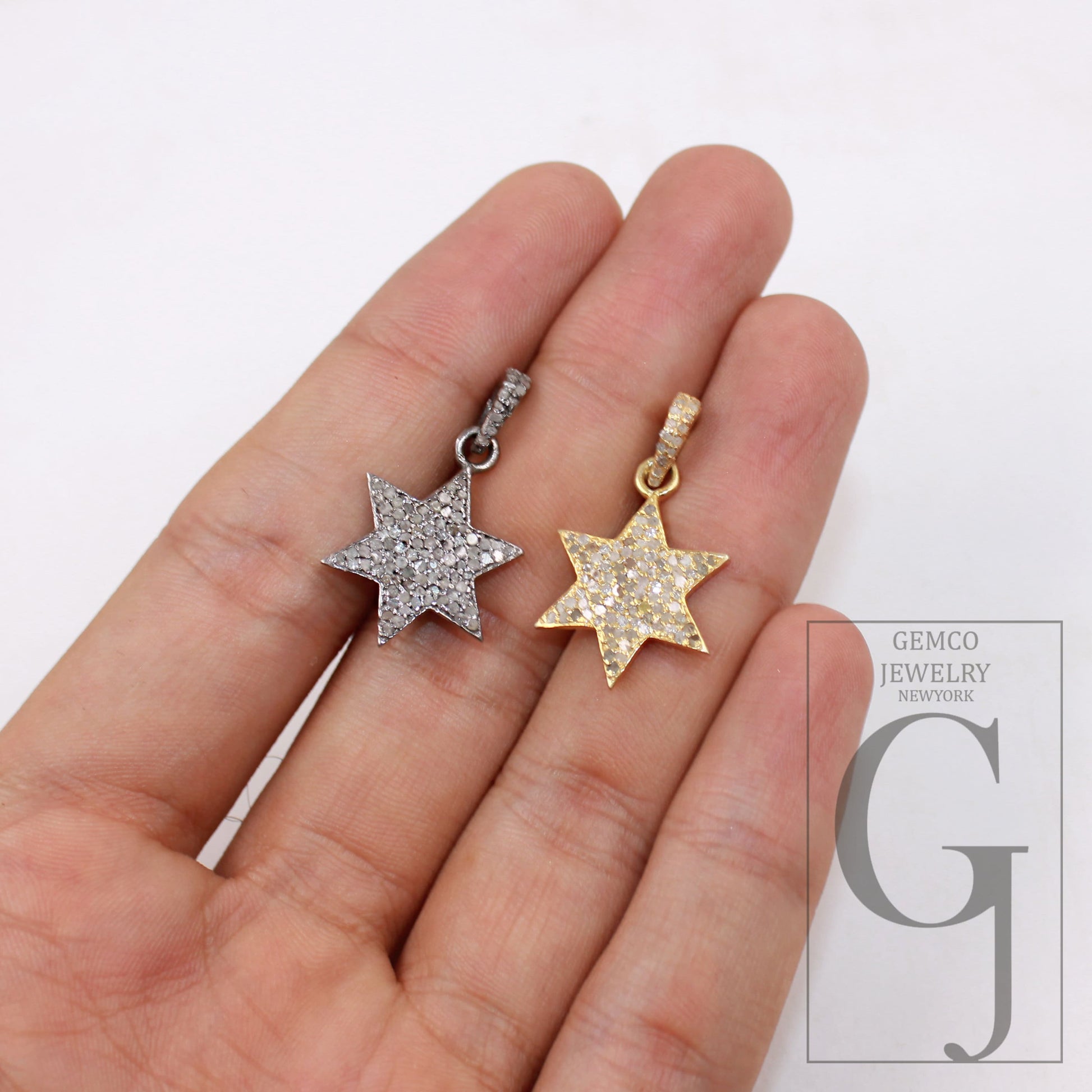 1pc Beautiful designer star pendant Rosecut pave diamond pendant 925 sterling silver handmade finish diamond charm necklace pendant jewelry