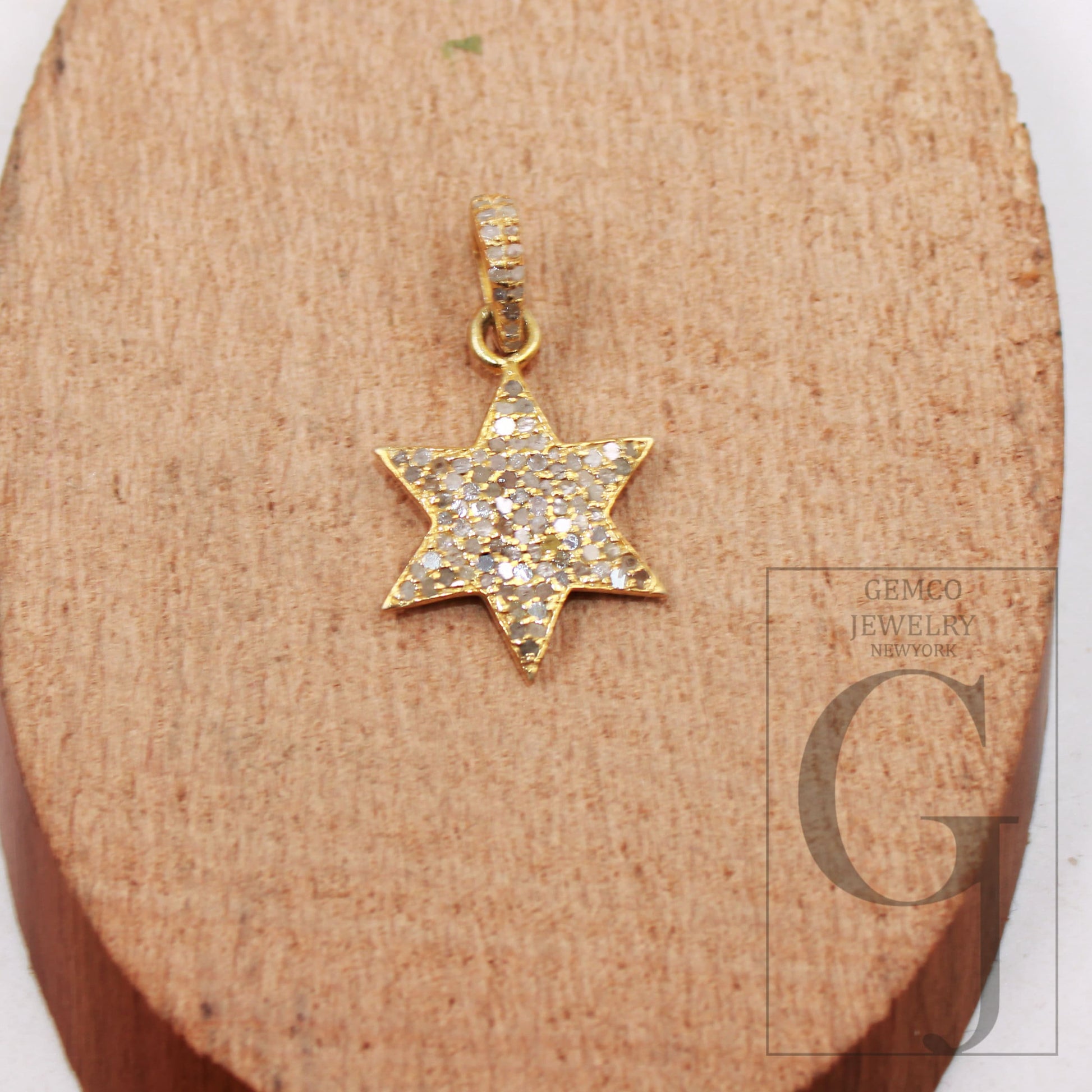 1pc Beautiful designer star pendant Rosecut pave diamond pendant 925 sterling silver handmade finish diamond charm necklace pendant jewelry