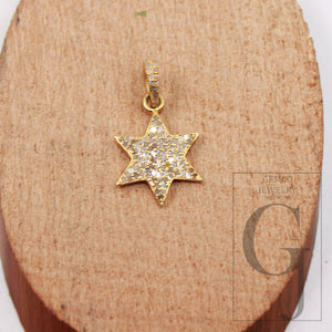 1pc Beautiful designer star pendant Rosecut pave diamond pendant 925 sterling silver handmade finish diamond charm necklace pendant jewelry