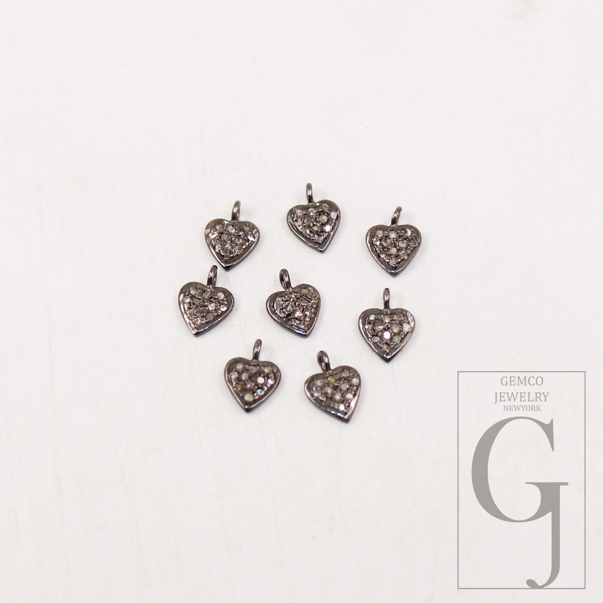 1pc mini Heart pendant love charm Rosecut pave diamond pendant 925 sterling silver handmade finish diamond charms pendant jewelry supplies