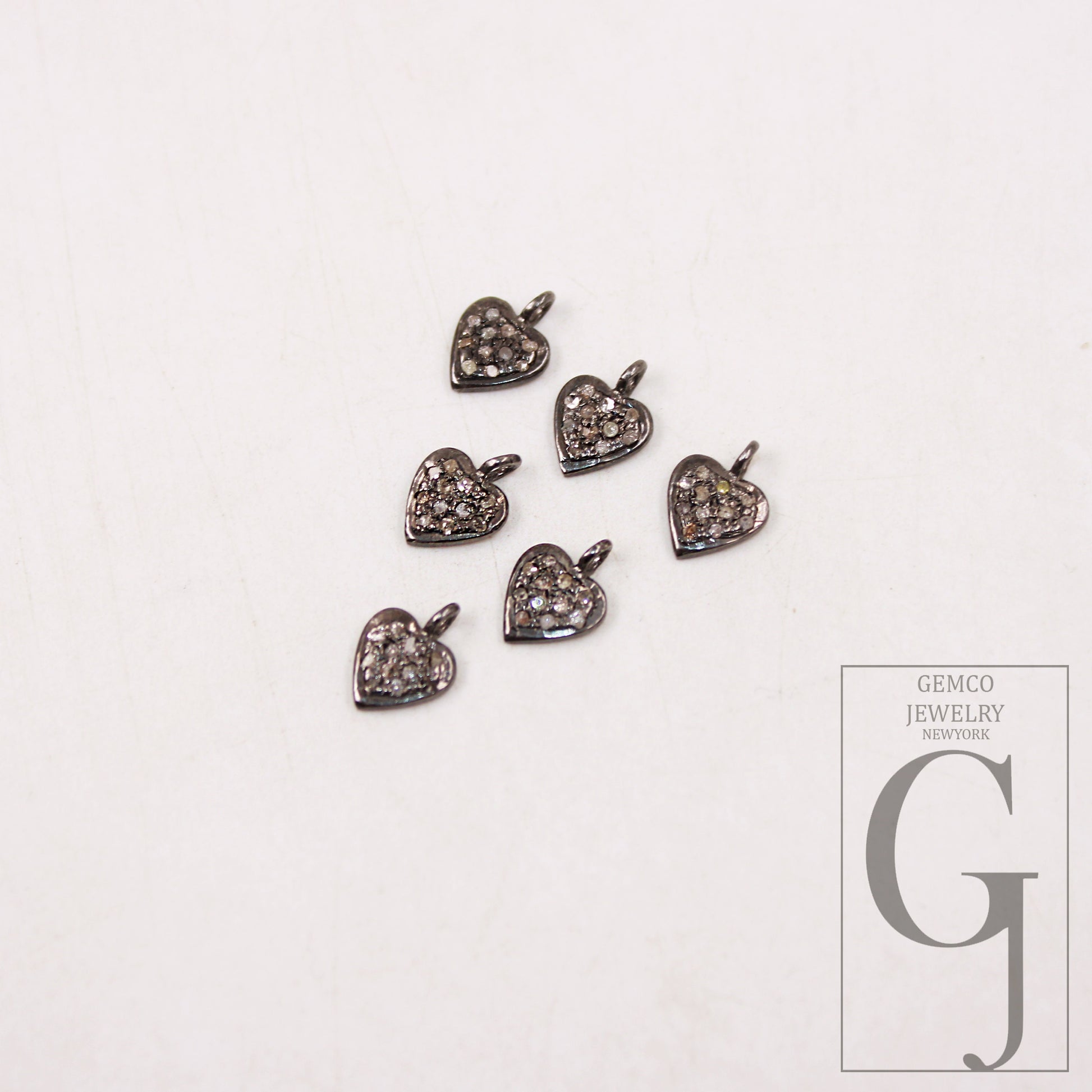 1pc mini Heart pendant love charm Rosecut pave diamond pendant 925 sterling silver handmade finish diamond charms pendant jewelry supplies
