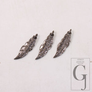 1pc Beautiful leaf designer Rosecut pave diamond pendant 925 sterling silver handmade finish diamond jewelry pendant jewelry