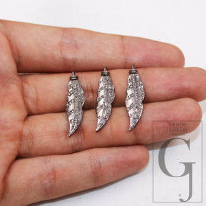 1pc Beautiful leaf designer Rosecut pave diamond pendant 925 sterling silver handmade finish diamond jewelry pendant jewelry