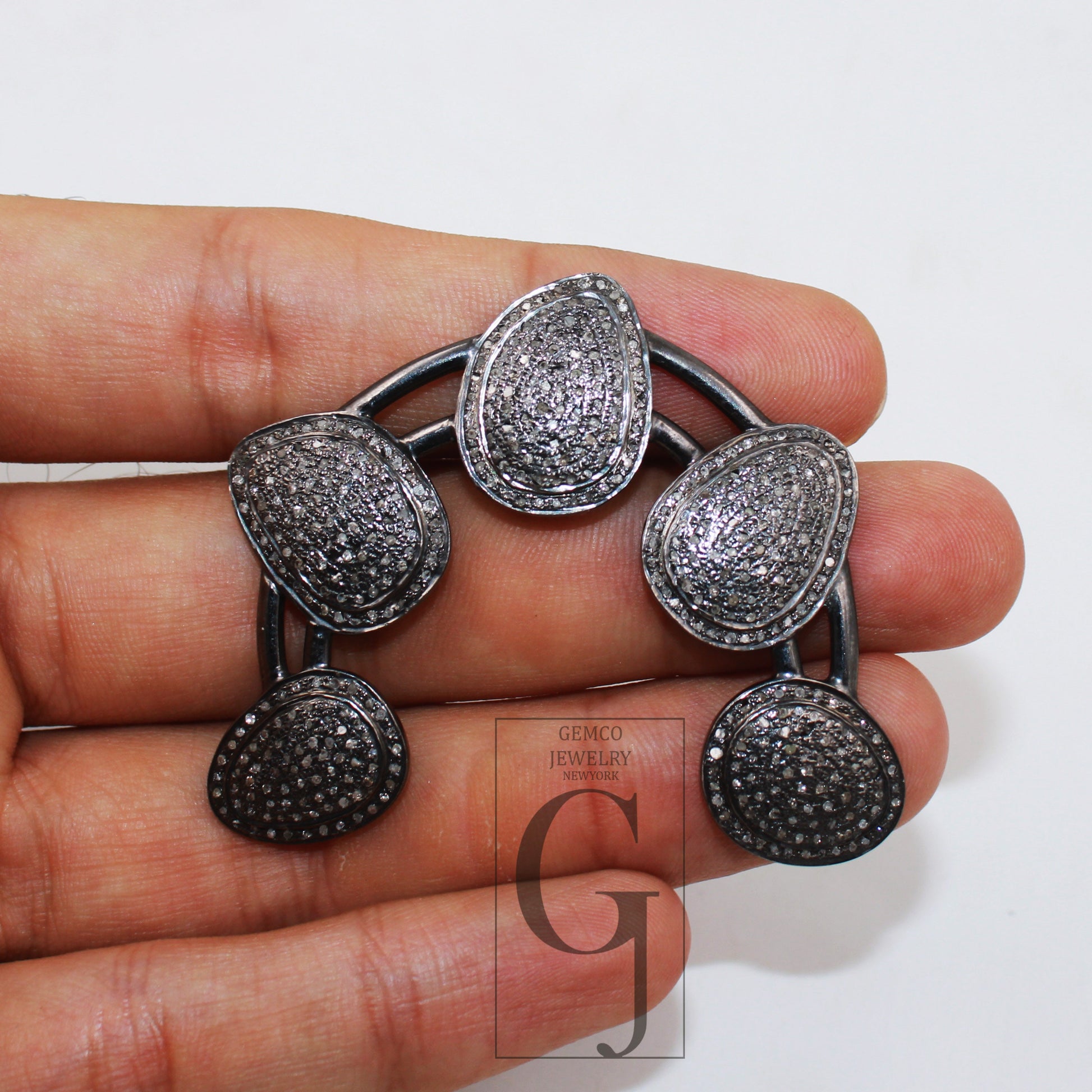 Beautiful Designer Tusk Necklace Pendant Rosecut Pave Diamond Pendant 925 Sterling Silver Handmade Finish Diamond Charms Necklace Pendant