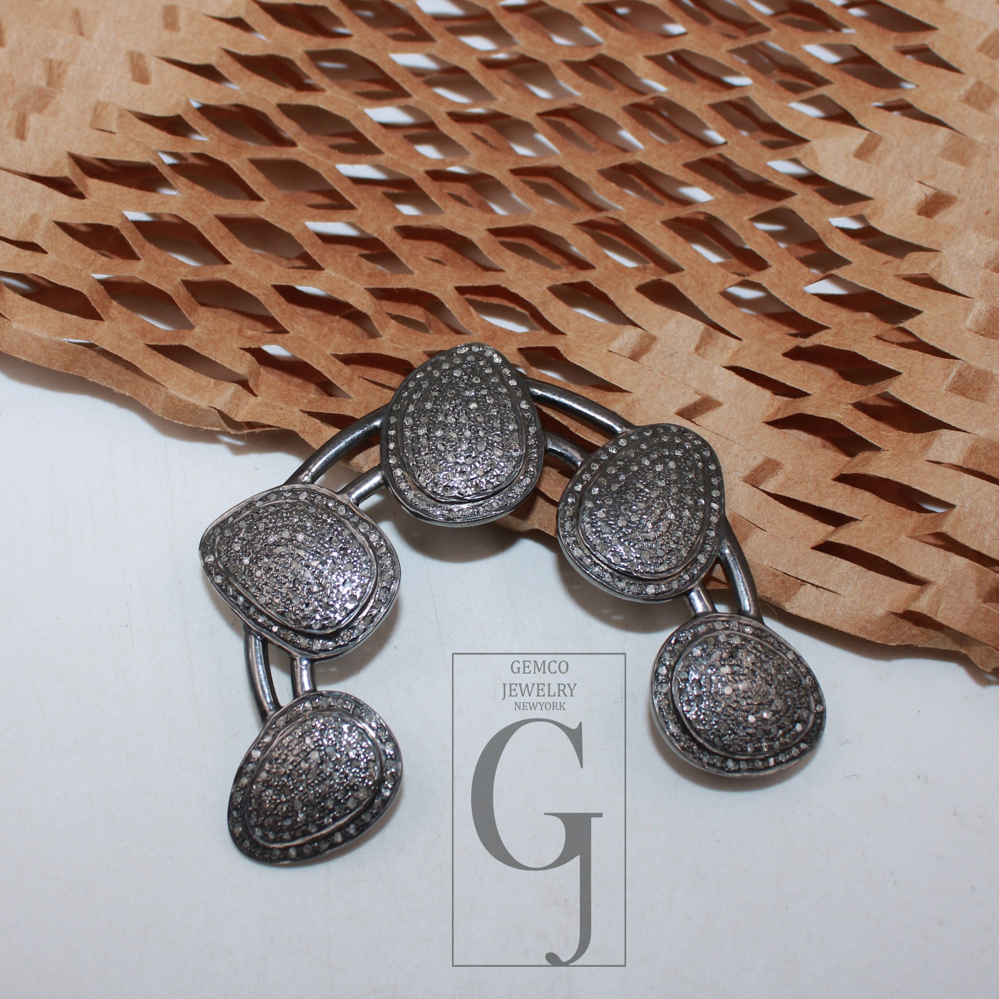 Beautiful Designer Tusk Necklace Pendant Rosecut Pave Diamond Pendant 925 Sterling Silver Handmade Finish Diamond Charms Necklace Pendant