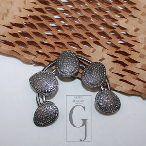 Beautiful Designer Tusk Necklace Pendant Rosecut Pave Diamond Pendant 925 Sterling Silver Handmade Finish Diamond Charms Necklace Pendant