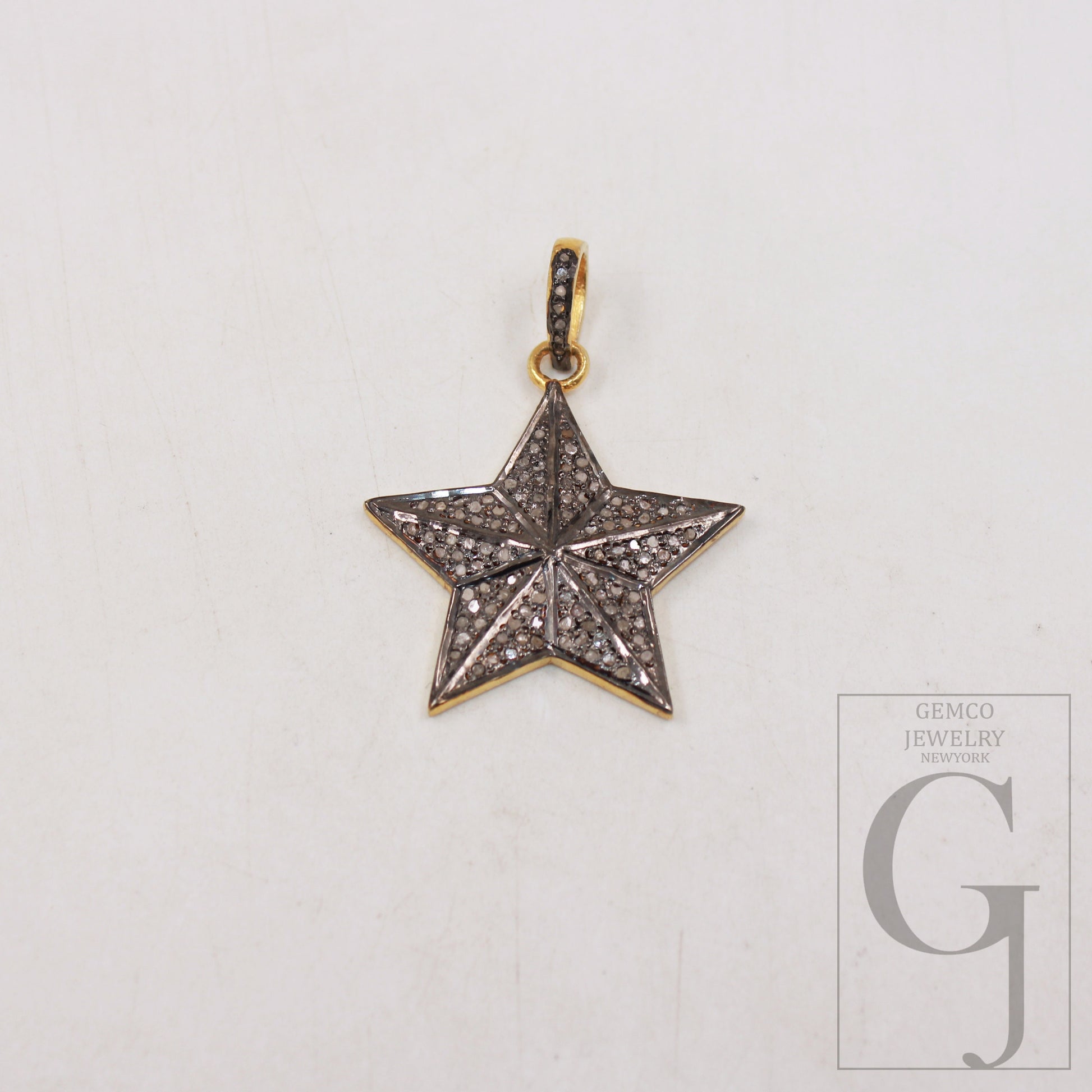 1pc Antique Star Pendant Designer Rosecut Pave Diamond Pendant Sterling 925 Silver Handmade Finish Diamond Charm Necklace Pendant Jewelry