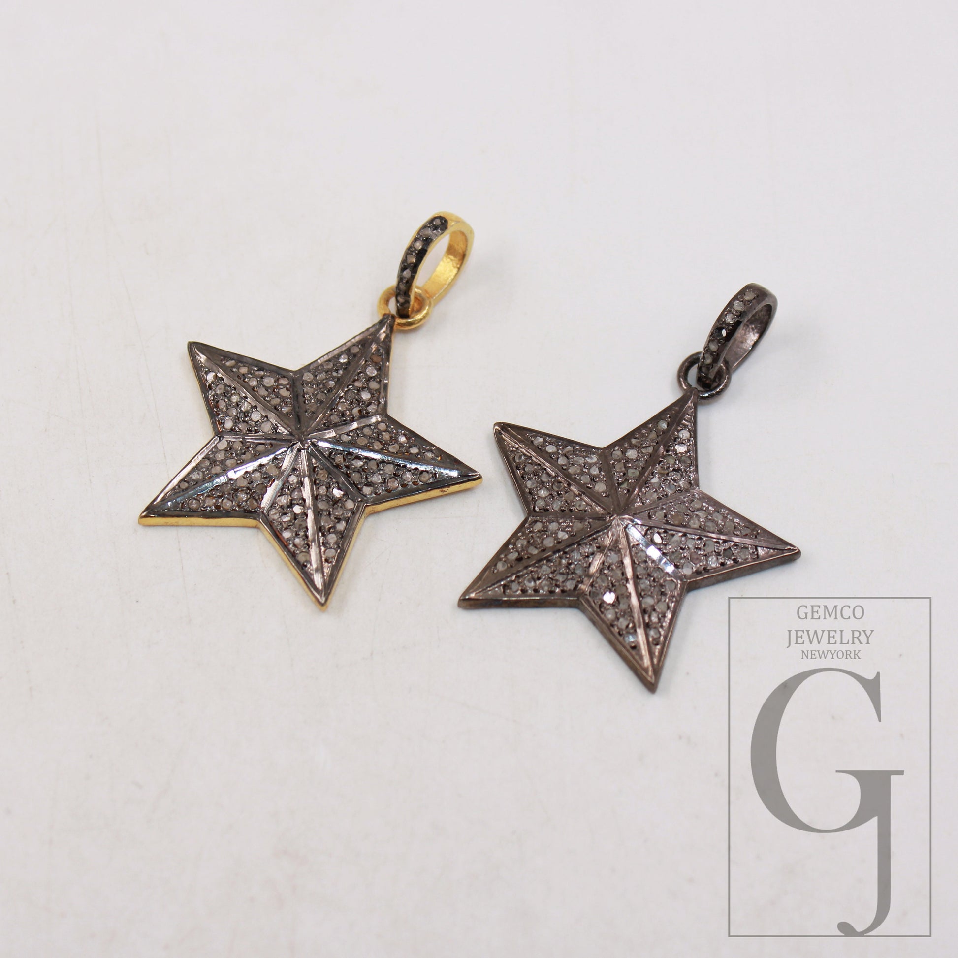 1pc Antique Star Pendant Designer Rosecut Pave Diamond Pendant Sterling 925 Silver Handmade Finish Diamond Charm Necklace Pendant Jewelry