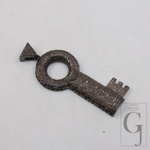 Key pendant design brilliant cut diamond pave diamond pendant 925 sterling silver handmade finish beautiful diamond jewelry pendant jewelry