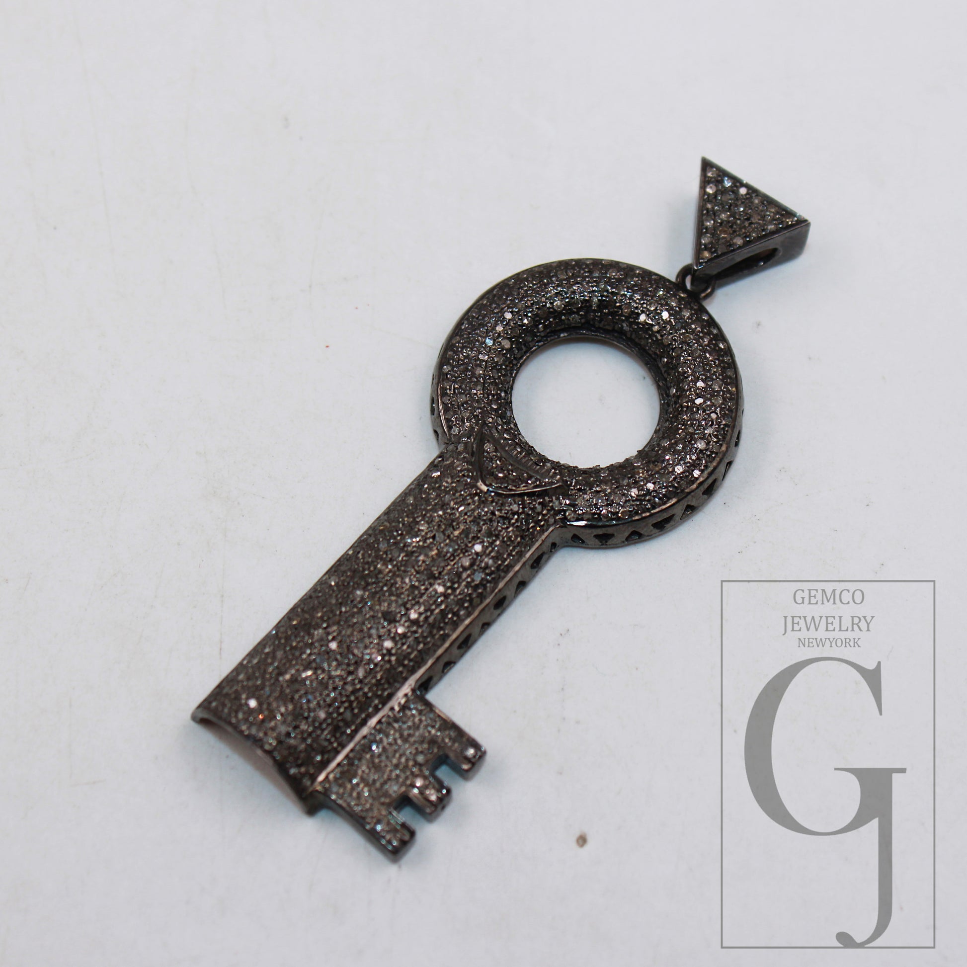 Key pendant design brilliant cut diamond pave diamond pendant 925 sterling silver handmade finish beautiful diamond jewelry pendant jewelry