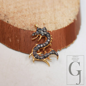 Dragon designer fashionable Rosecut pave diamond pendant 925 sterling silver handmade finish diamond beautiful jewelry pendant charms