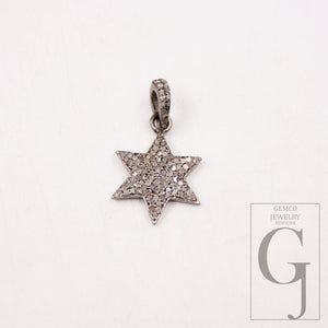 1pc Beautiful designer star pendant Rosecut pave diamond pendant 925 sterling silver handmade finish diamond charm necklace pendant jewelry