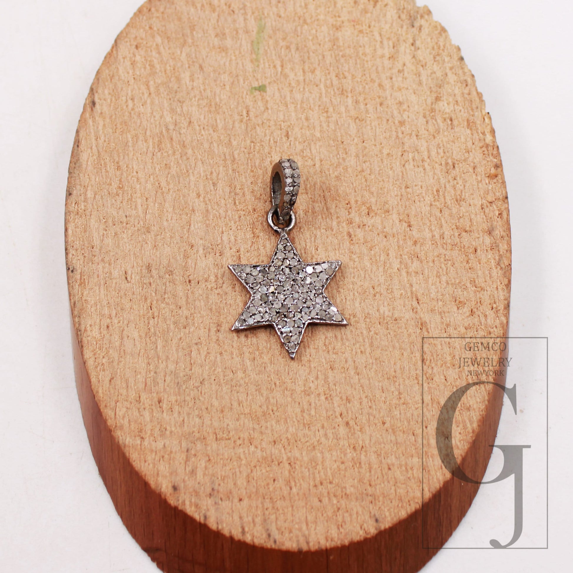 1pc Beautiful designer star pendant Rosecut pave diamond pendant 925 sterling silver handmade finish diamond charm necklace pendant jewelry