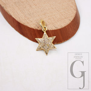 1pc Beautiful designer star pendant Rosecut pave diamond pendant 925 sterling silver handmade finish diamond charm necklace pendant jewelry