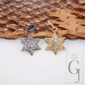 1pc Beautiful designer star pendant Rosecut pave diamond pendant 925 sterling silver handmade finish diamond charm necklace pendant jewelry
