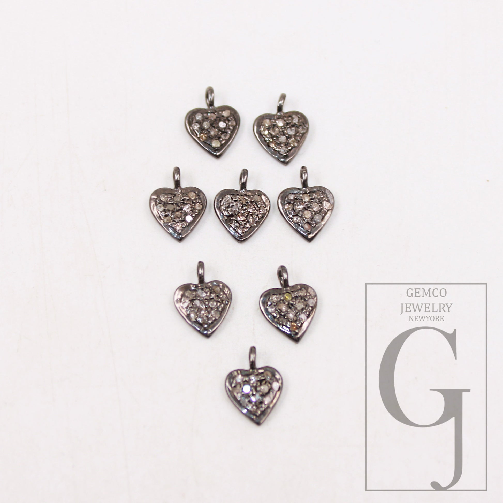 1pc mini Heart pendant love charm Rosecut pave diamond pendant 925 sterling silver handmade finish diamond charms pendant jewelry supplies