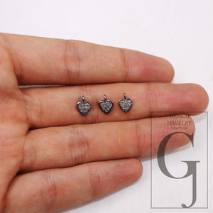 1pc mini Heart Pendant Love Charm Rosecut Pave Diamond Pendant 925 Sterling Silver Handmade Finish Diamond Charms Pendant Jewelry Supplies