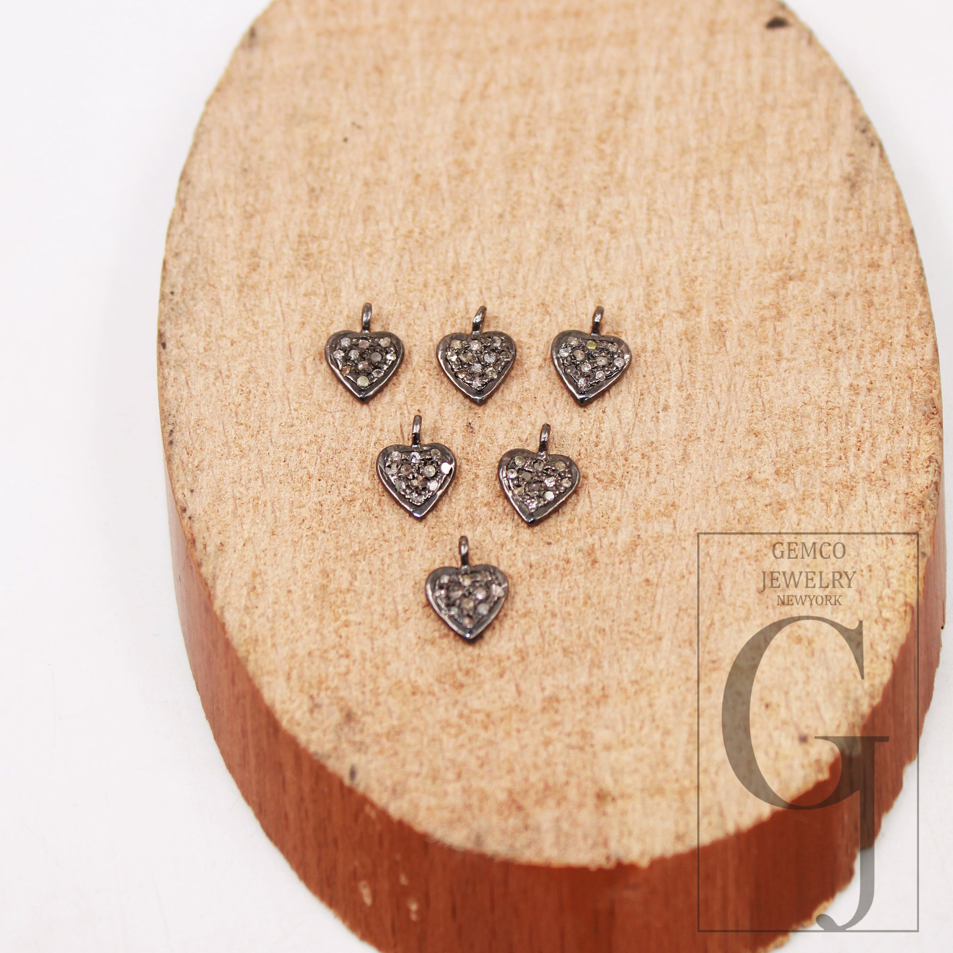 1pc mini Heart pendant love charm Rosecut pave diamond pendant 925 sterling silver handmade finish diamond charms pendant jewelry supplies