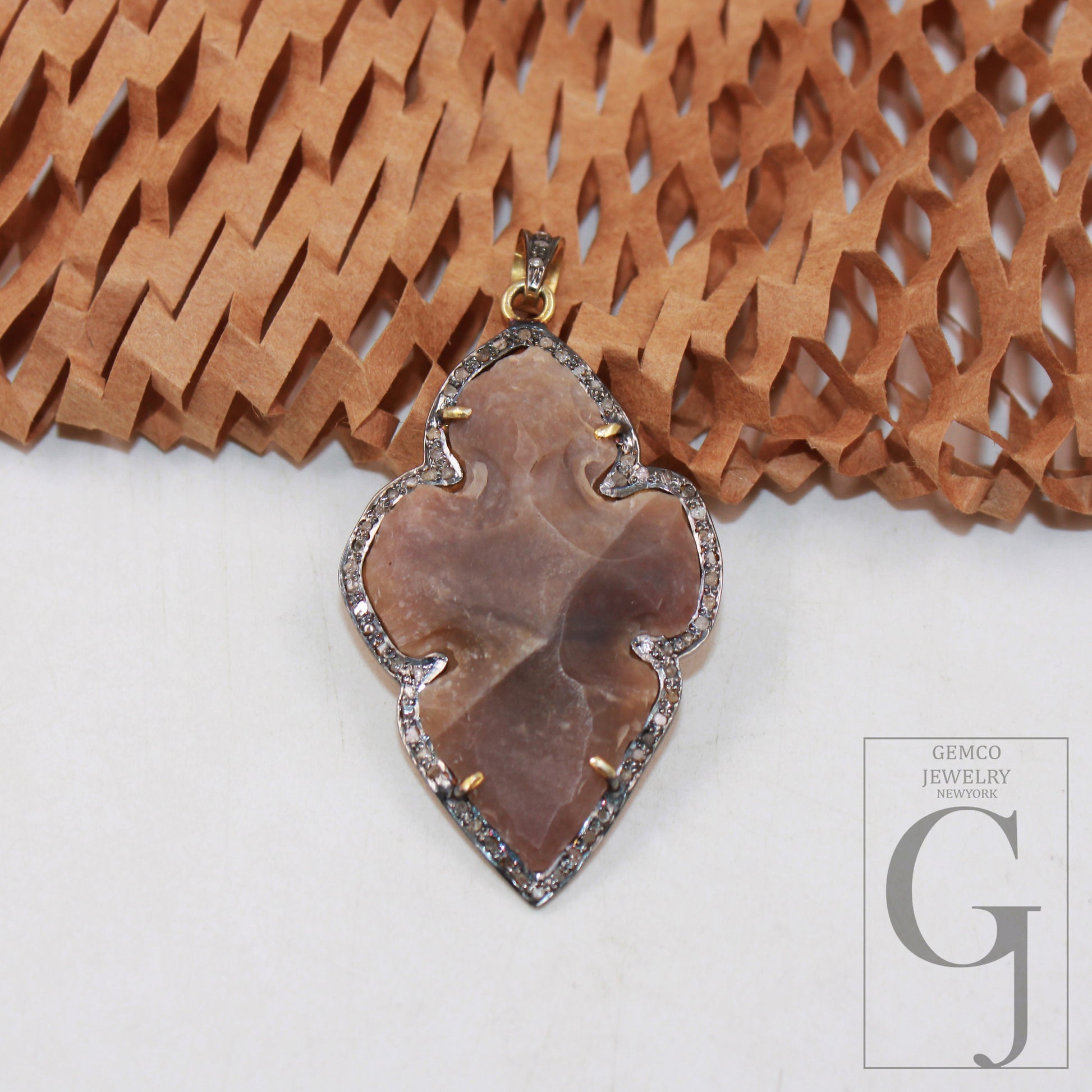 Beautiful brown stone Pave diamond rosecut pendant 925 sterling silver finish pendant handmade diamond pendant diamond charm jewelry