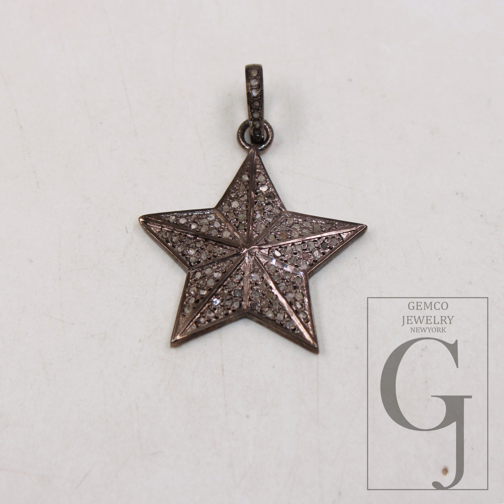 1pc Antique Star Pendant Designer Rosecut Pave Diamond Pendant Sterling 925 Silver Handmade Finish Diamond Charm Necklace Pendant Jewelry
