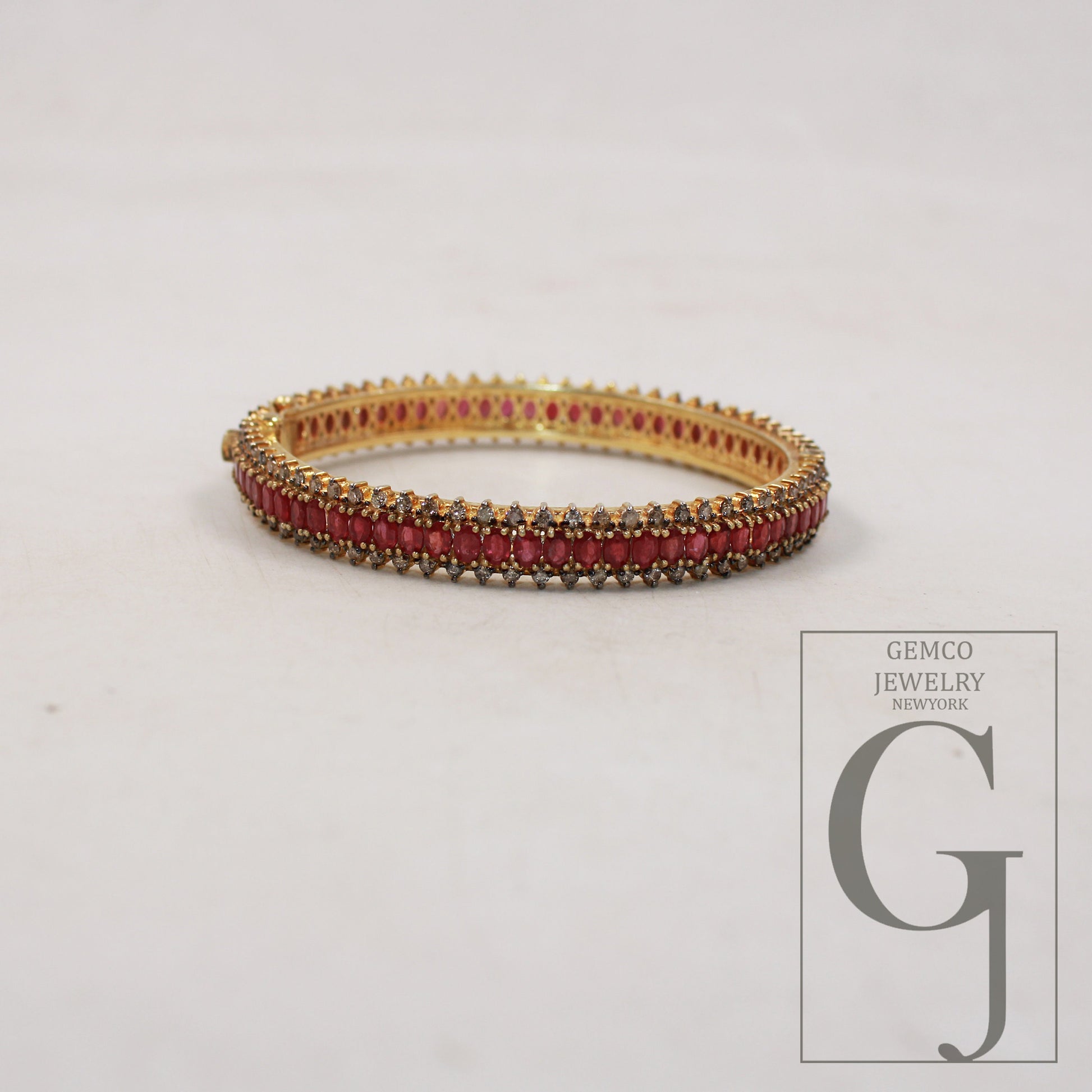 14k gold red ruby bangle Rosecut pave diamond bangle bracelet 925 sterling silver handmade finish diamond bangle bracelet ruby jewelry