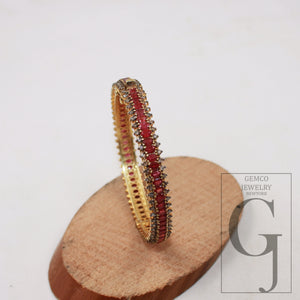 14k gold red ruby bangle Rosecut pave diamond bangle bracelet 925 sterling silver handmade finish diamond bangle bracelet ruby jewelry