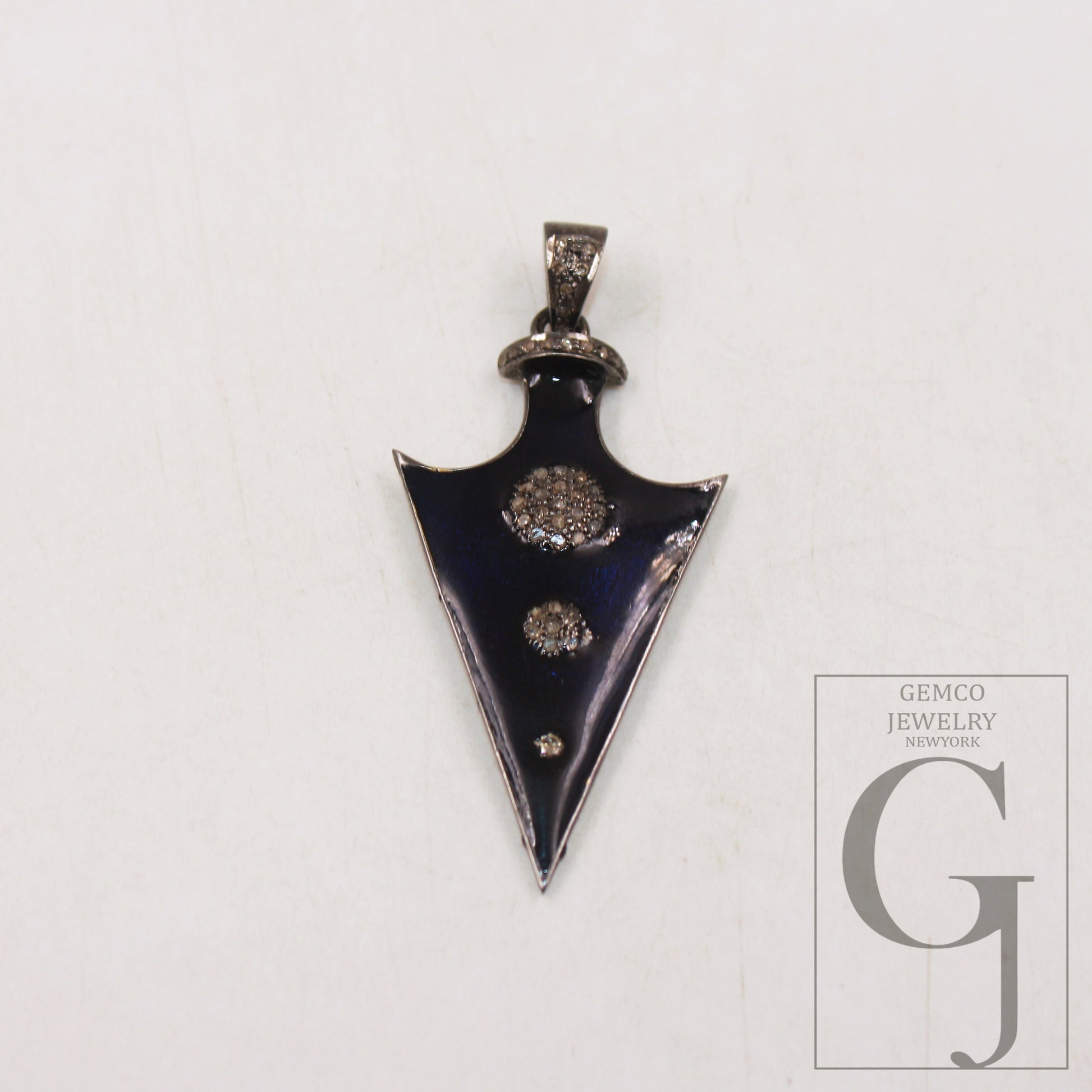 Enameling colored arrowhead pendant spike charm Pave diamond rosecut pendant 925 sterling silver pendant handmade diamond pendant jewelry