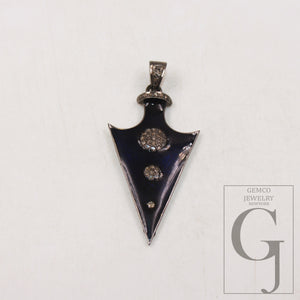Enameling colored arrowhead pendant spike charm Pave diamond rosecut pendant 925 sterling silver pendant handmade diamond pendant jewelry