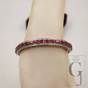 Red ruby bangle Rosecut pave diamond bangle bracelet 925 sterling silver handmade finish diamond bangle bracelet wrist ruby jewelry