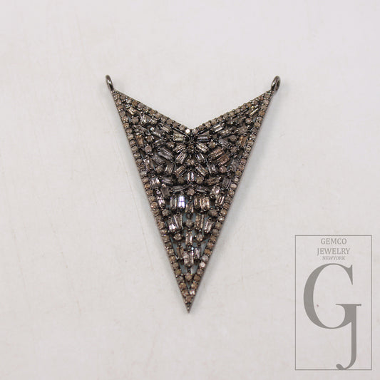 Baguette diamond designer Spike pendant Rosecut pave diamond pendant sterling silver handmade finish diamond charm necklace pendant jewelry