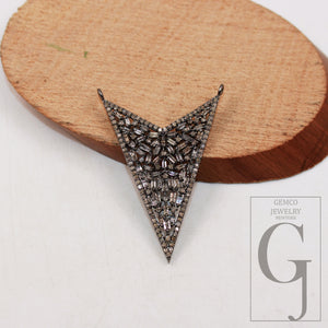 Baguette diamond designer Spike pendant Rosecut pave diamond pendant sterling silver handmade finish diamond charm necklace pendant jewelry