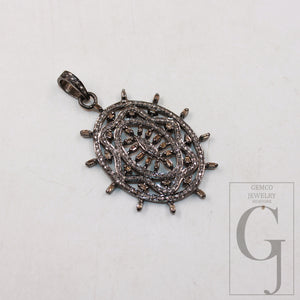 1pc Baguette diamond pendant designer Rosecut pave diamond pendant 925 sterling silver handmade finish diamond pendant jewelry charm