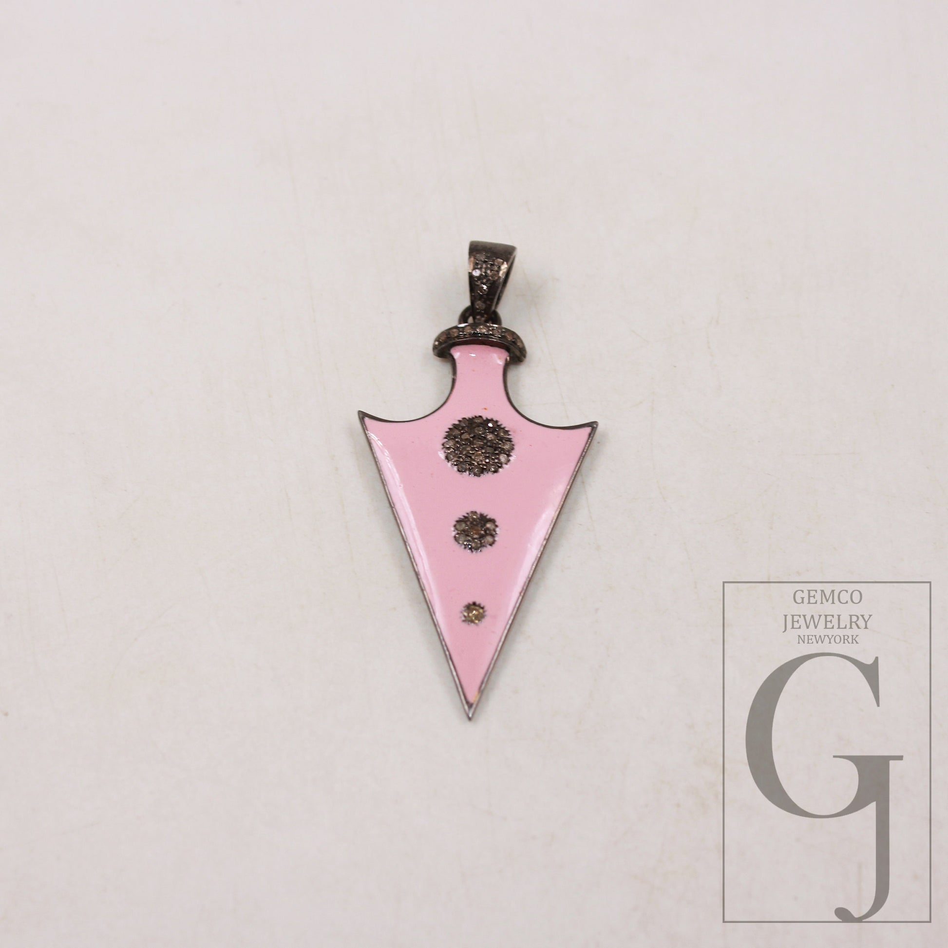 Enameling colored arrowhead pendant spike charm Pave diamond rosecut pendant 925 sterling silver pendant handmade diamond pendant jewelry