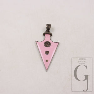 Enameling colored arrowhead pendant spike charm Pave diamond rosecut pendant 925 sterling silver pendant handmade diamond pendant jewelry