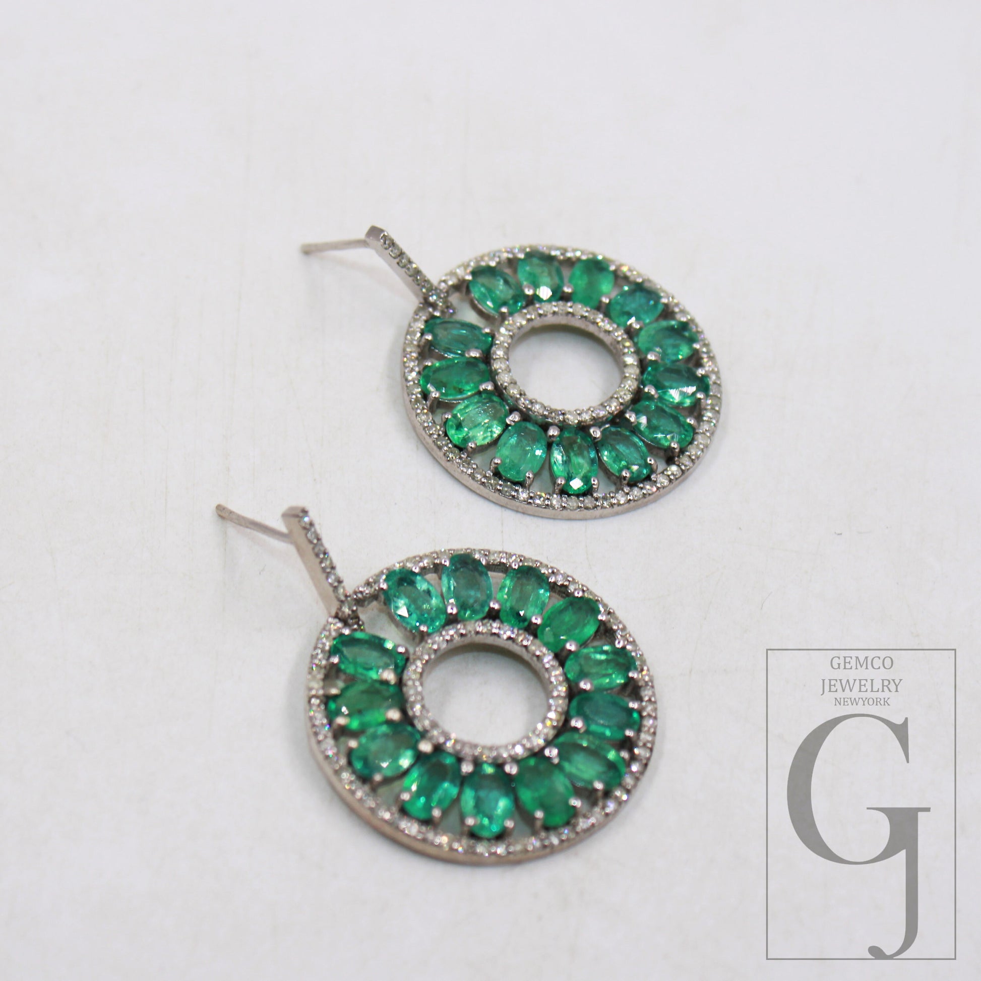 Beautiful Natural Emerald Pave Diamond Earring Sterling Silver Handmade Pave Diamond Earring Zambian  Emerald Stone Jewelry Wedding Jewelry