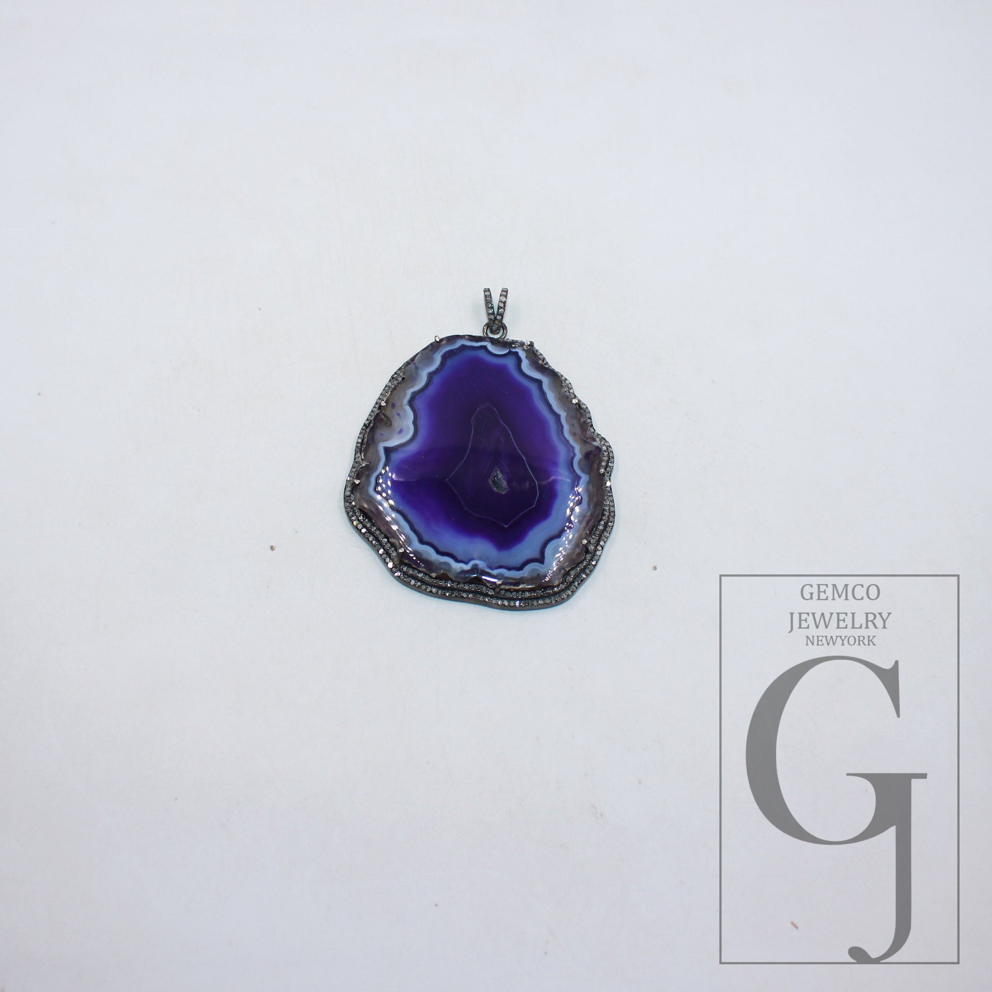 Blue druse natural agate pendant designer Rosecut pave diamond pendant 925 sterling silver handmade finish diamond charms necklace pendant