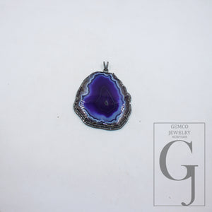 Blue druse natural agate pendant designer Rosecut pave diamond pendant 925 sterling silver handmade finish diamond charms necklace pendant