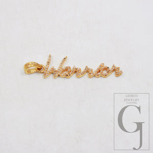 14k gold finish WARRIOR word designer Rosecut pave diamond pendant sterling silver handmade finish diamond jewelry pendant inspiring charm